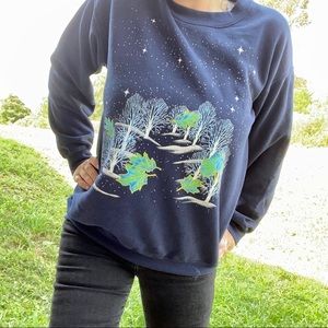 Vintage Retro Snowy Winter Wonderland Crewneck 90s Pullover Sweater- Ugly Xmas
